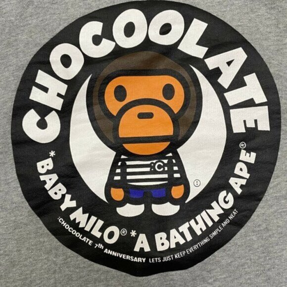 Bape A Bathing Ape Baby Milo Chocoolate 7TH Anniversary 2013 Sweatshirt Medium - Picture 3 of 10